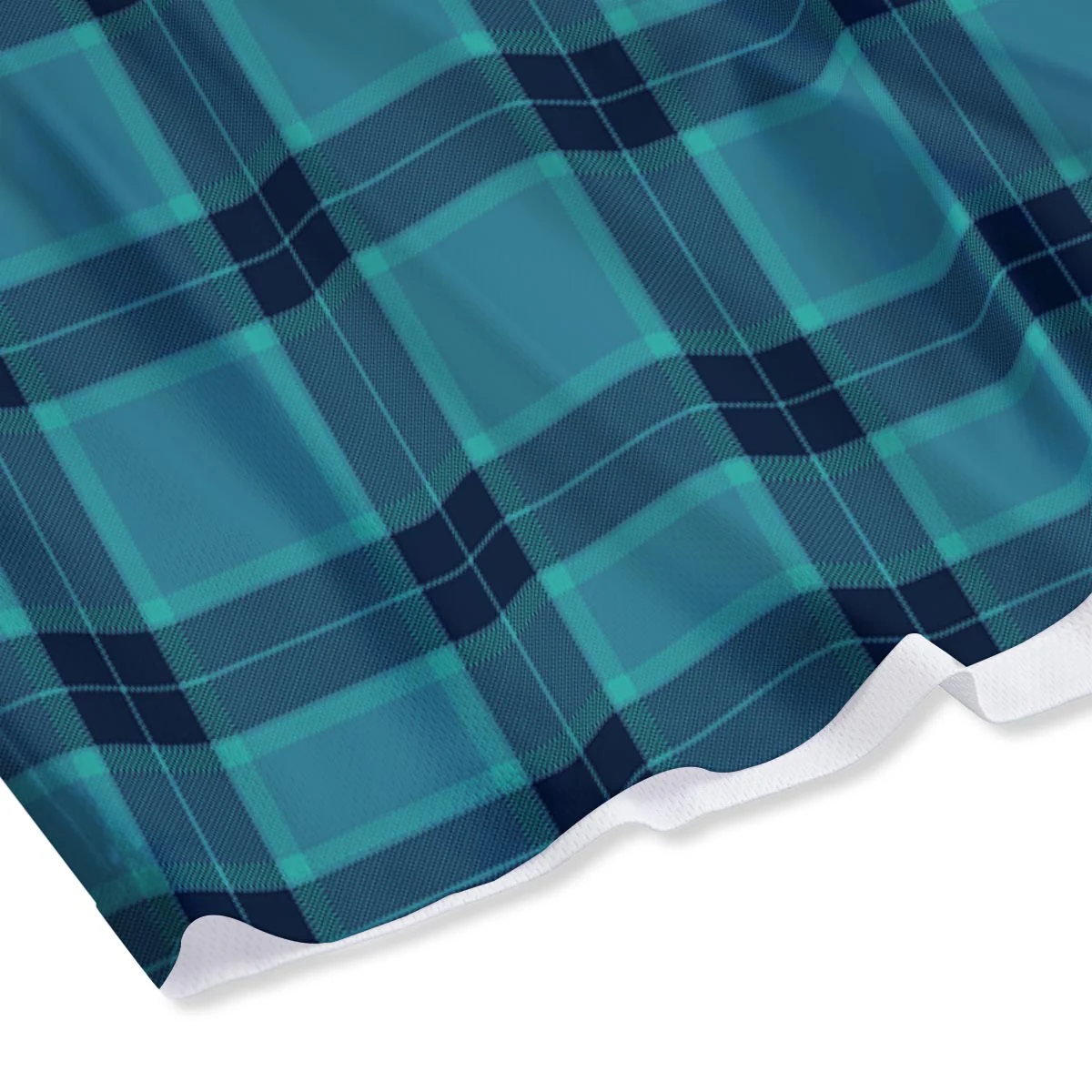 Madras Teal Print Pattern Mesh Shorts - Image 4