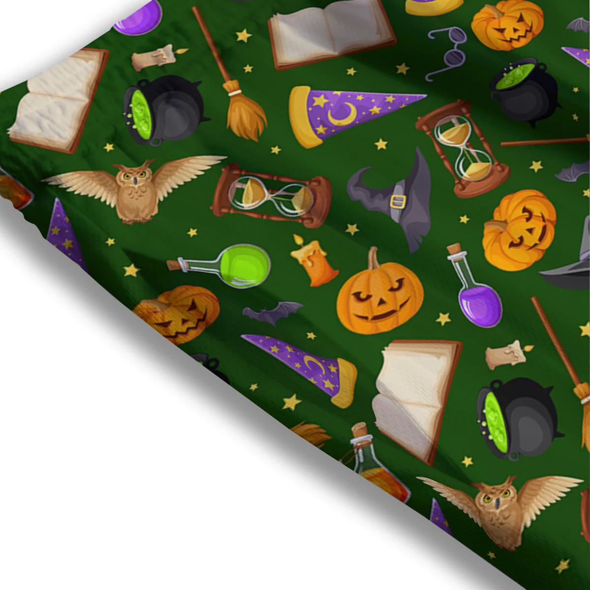 Magical Symbols And Green Print Pattern Mesh Shorts - Image 3