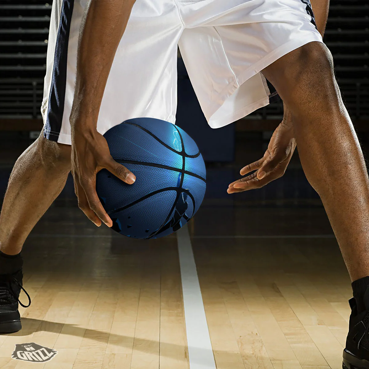 Man And Blue Lightning Print Basketball - Image 3