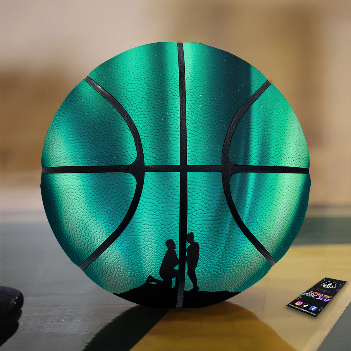 Man Making Marriage With Northern Lights Print Basketball