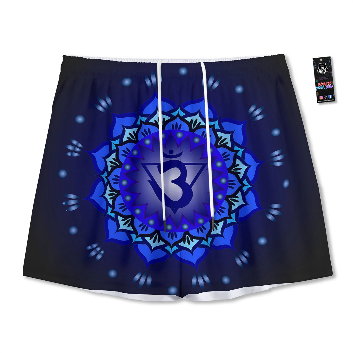 Mandala Ajna Chakra Print Mesh Shorts