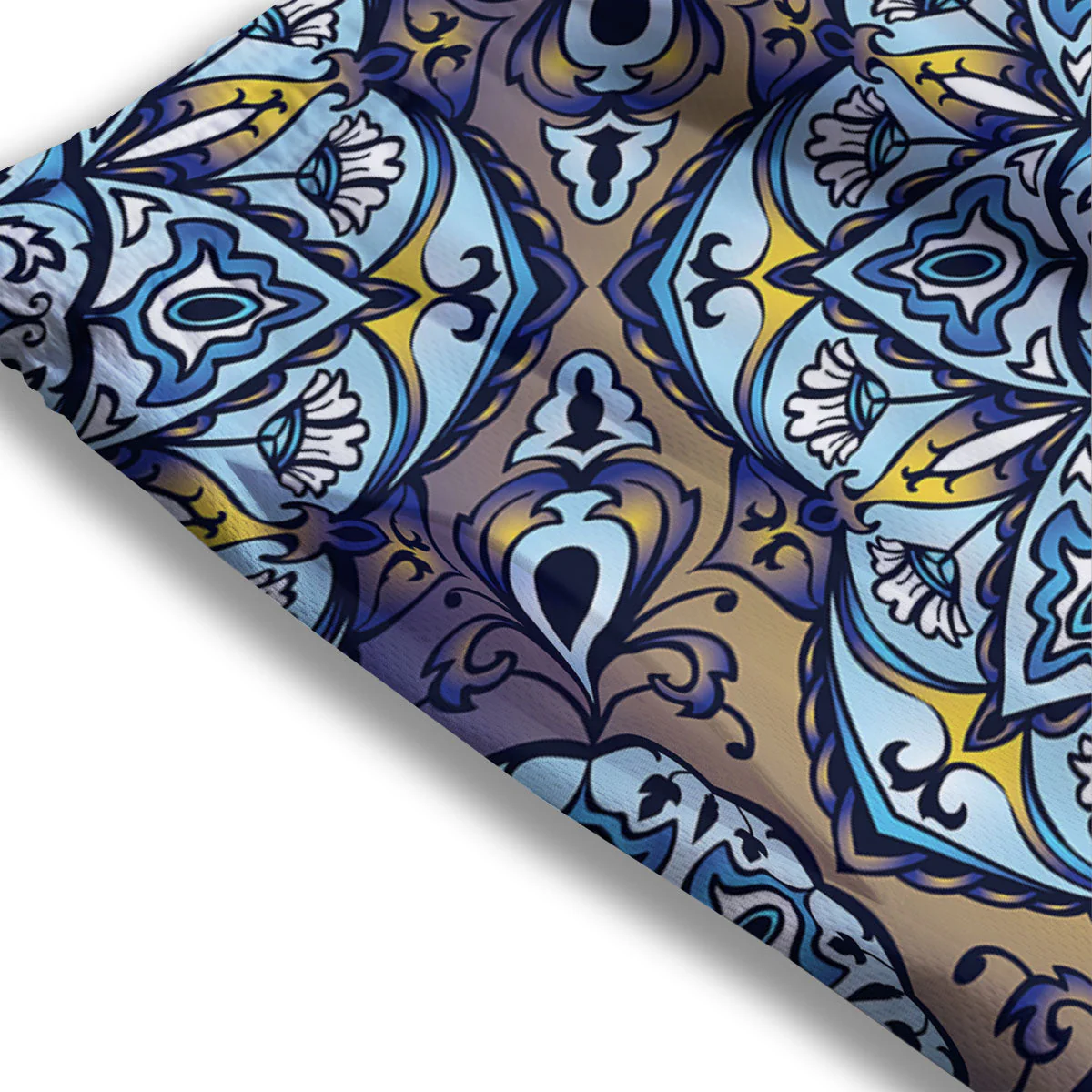 Mandala Blue And Purple Print Mesh Shorts - Image 3