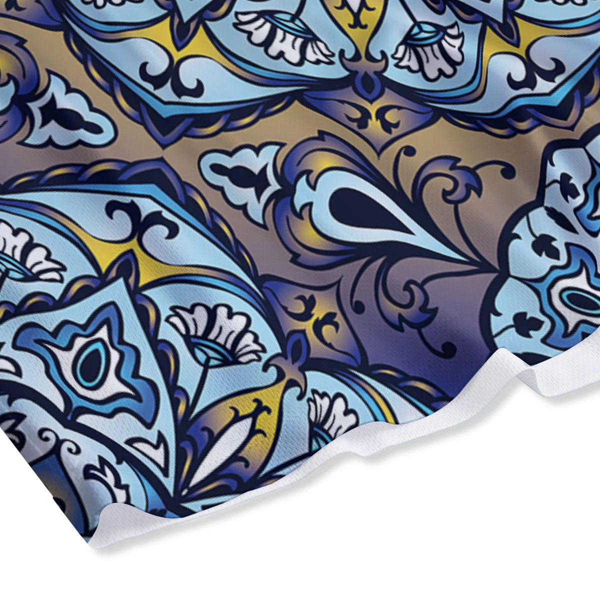 Mandala Blue And Purple Print Mesh Shorts - Image 4