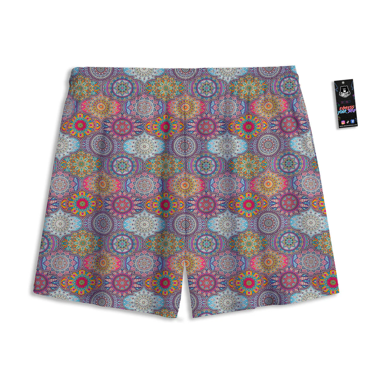 Mandala Bohemian Indian Print Pattern Mesh Shorts - Image 2
