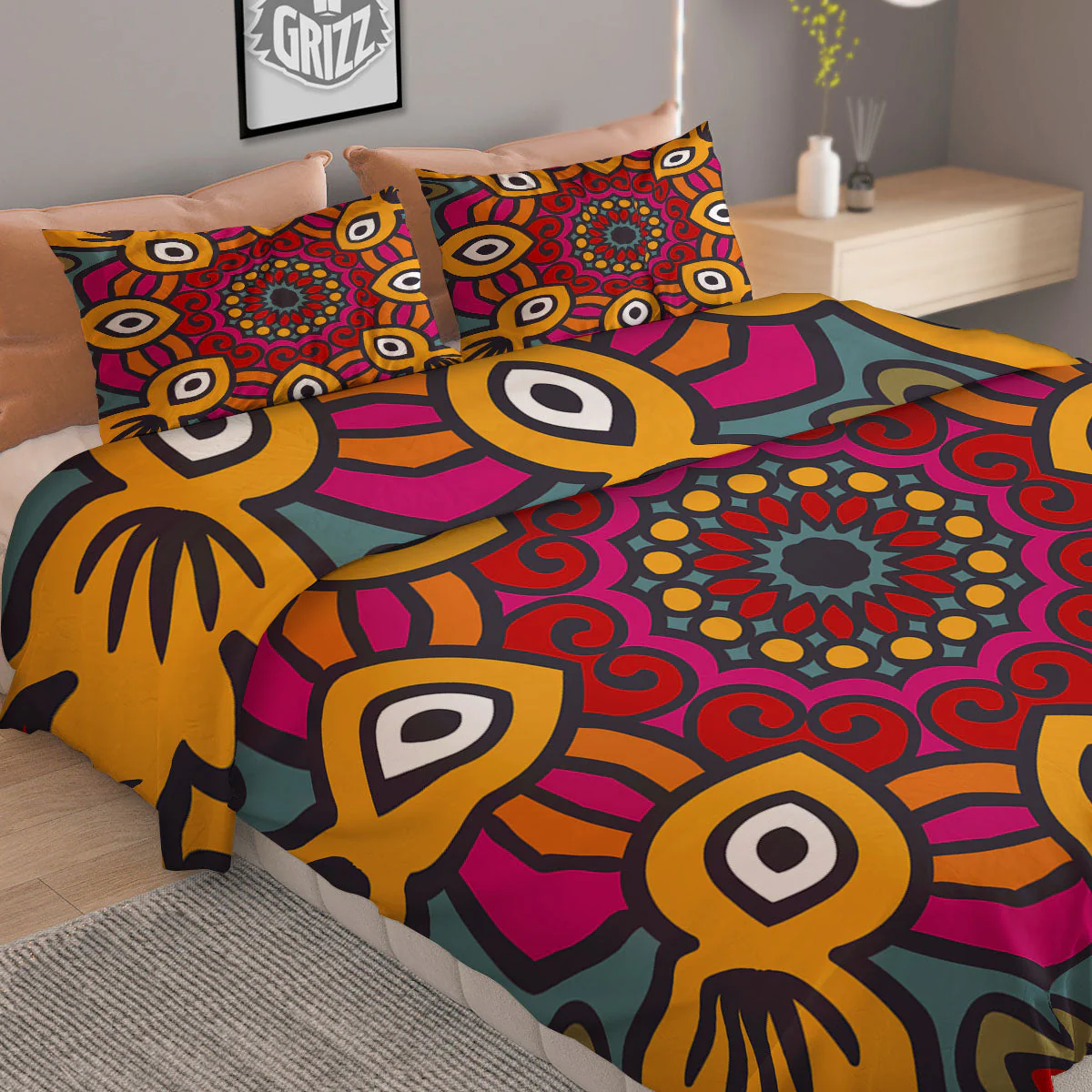 Mandala Bohemian Native Print Pattern Duvet Cover Bedding Set - Image 2