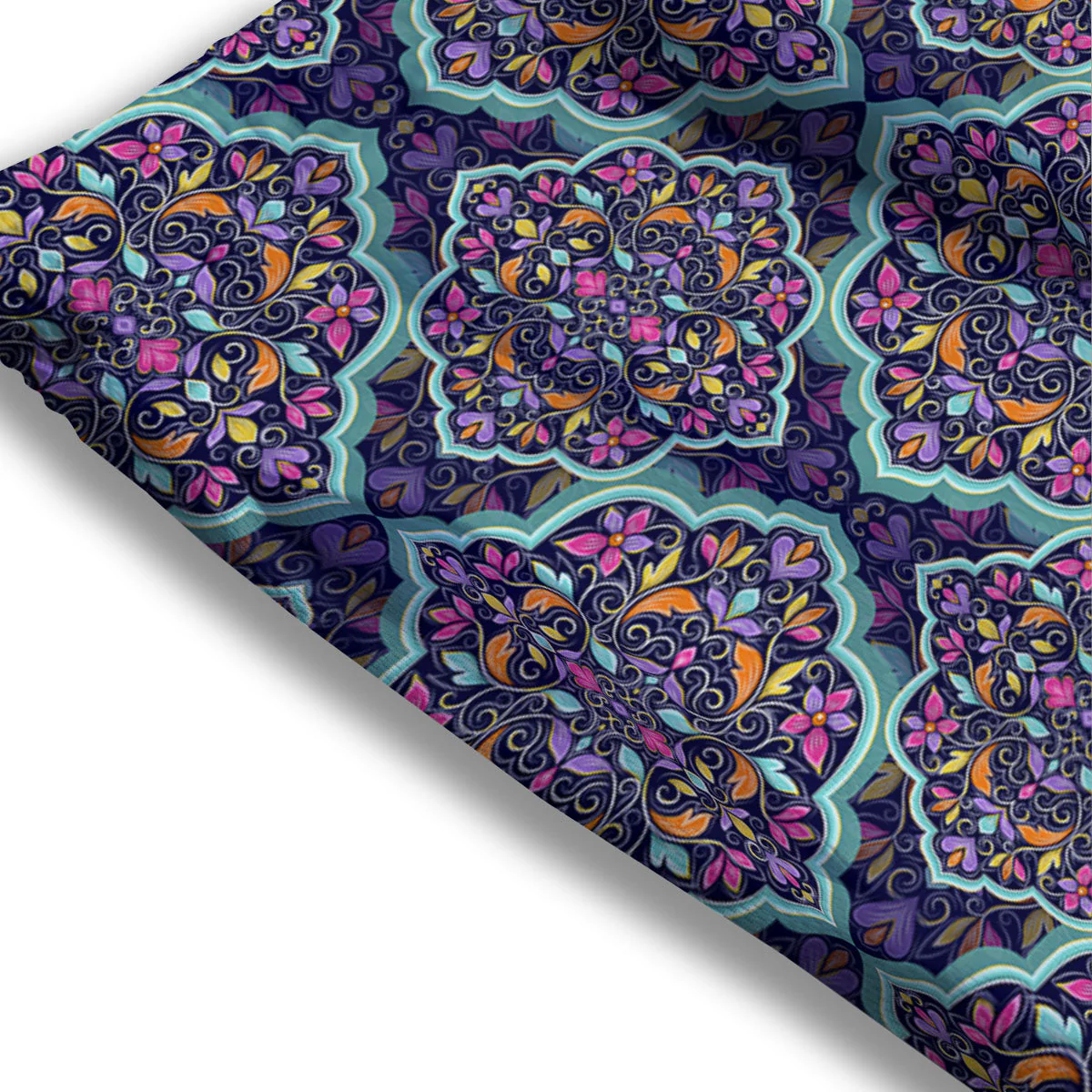 Mandala Bohemian Purple Print Pattern Mesh Shorts - Image 3