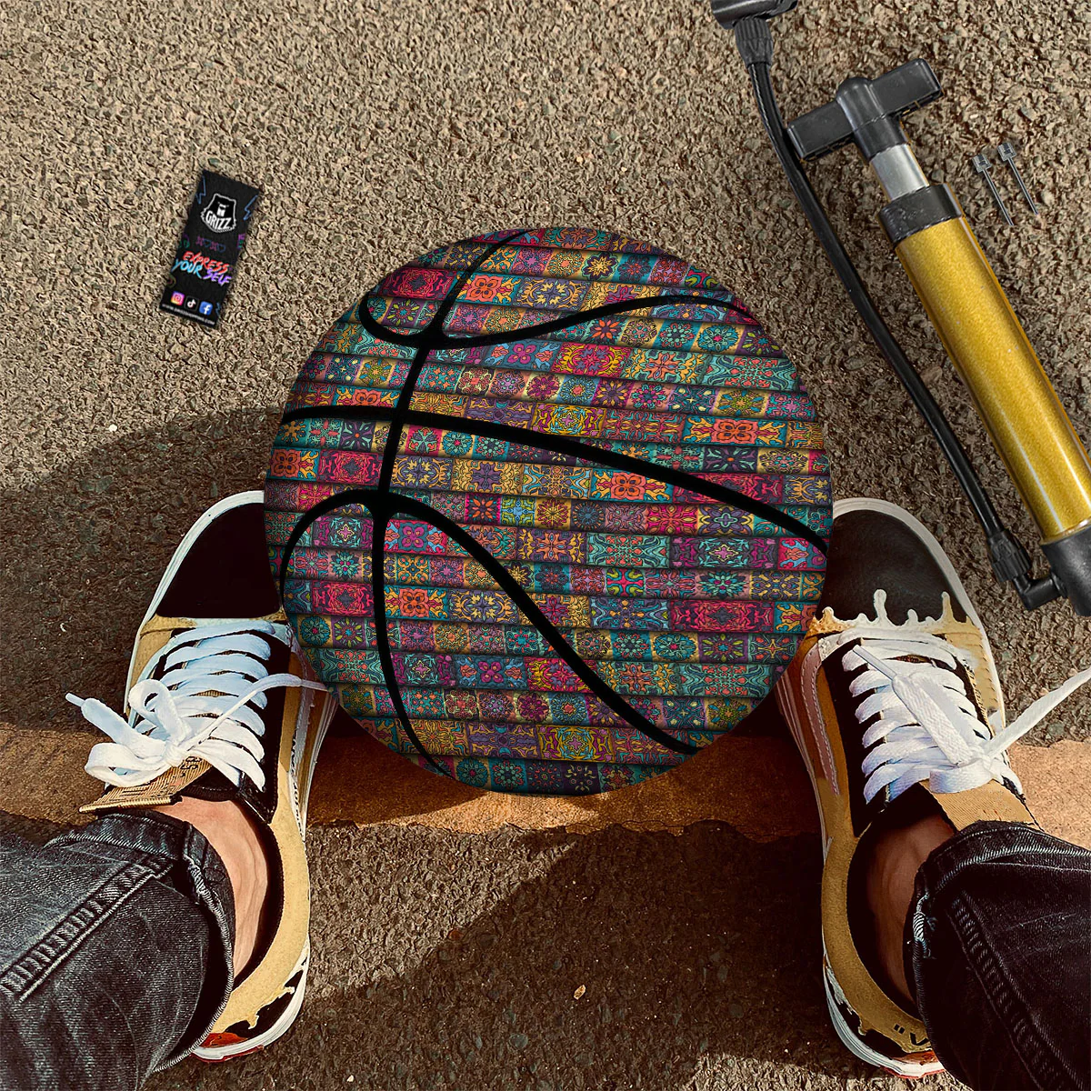 Mandala Bohemian Rectangle Print Pattern Basketball - Image 2