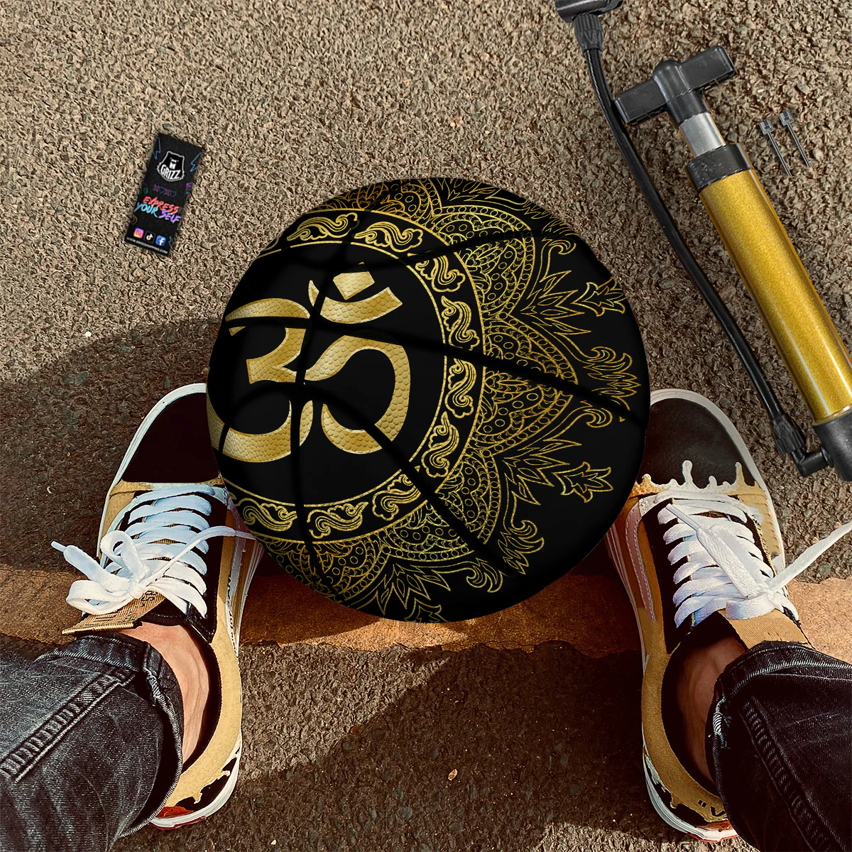 Mandala Boho Om Print Basketball - Image 2