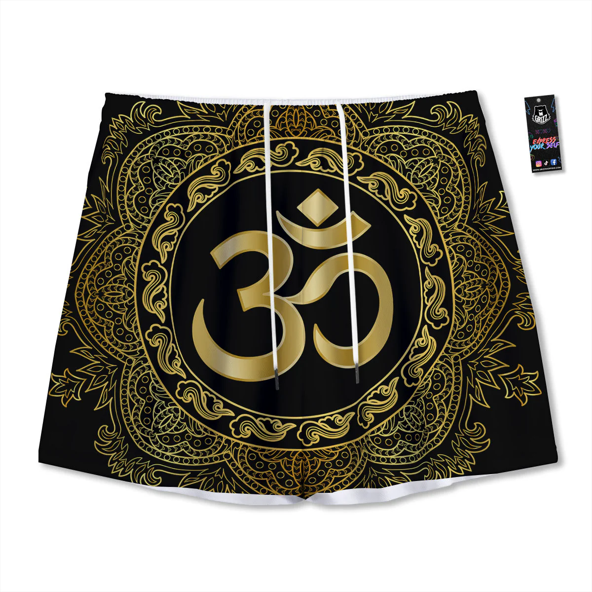 Mandala Boho Om Print Mesh Shorts