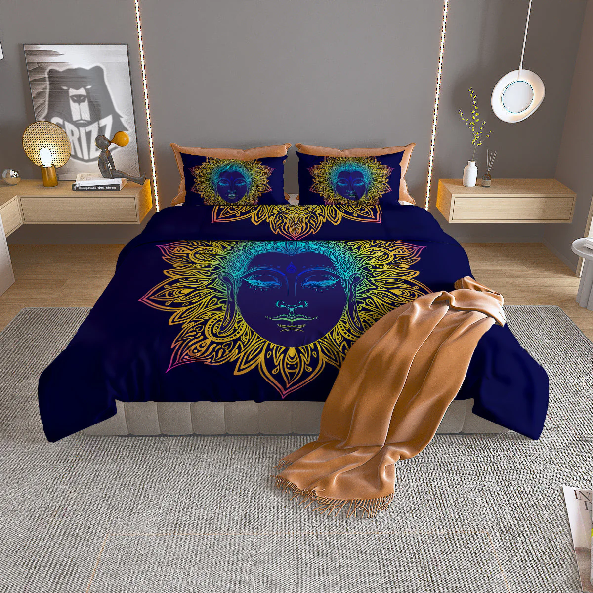 Mandala Buddha Colorful Print Duvet Cover Bedding Set