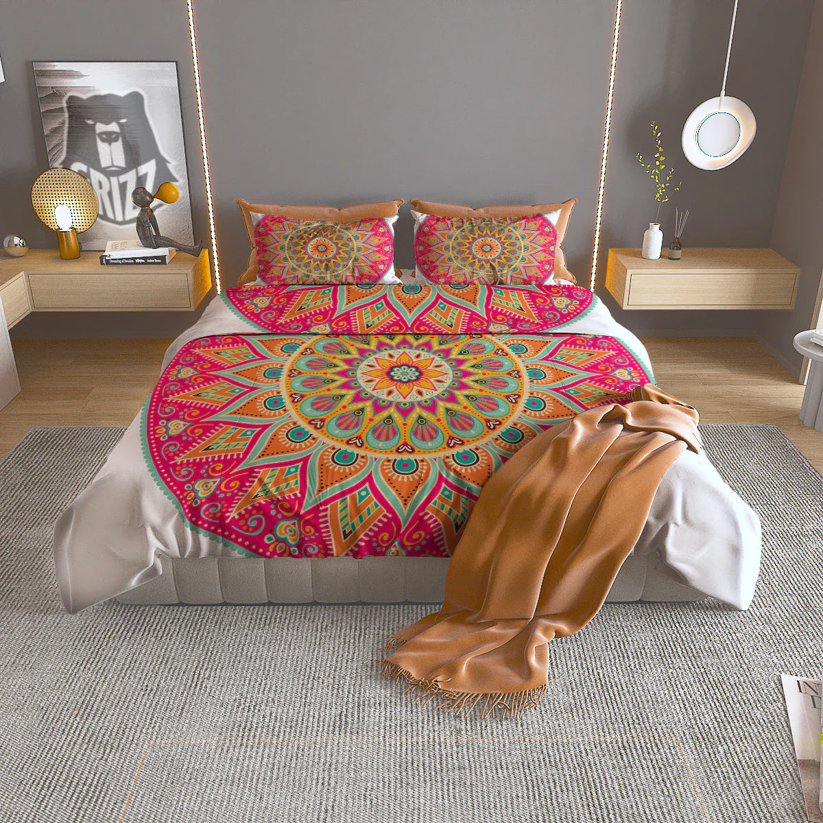 Mandala Circle Colorful Print Duvet Cover Bedding Set