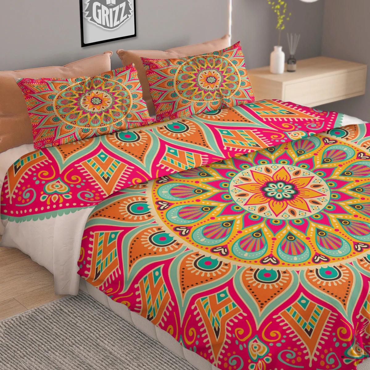 Mandala Circle Colorful Print Duvet Cover Bedding Set - Image 2