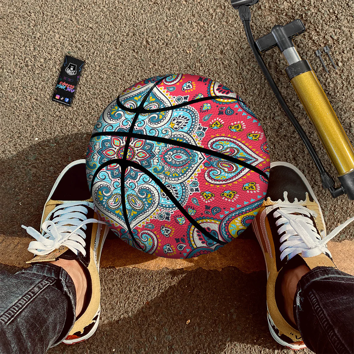 Mandala Floral Colorful Print Basketball - Image 3