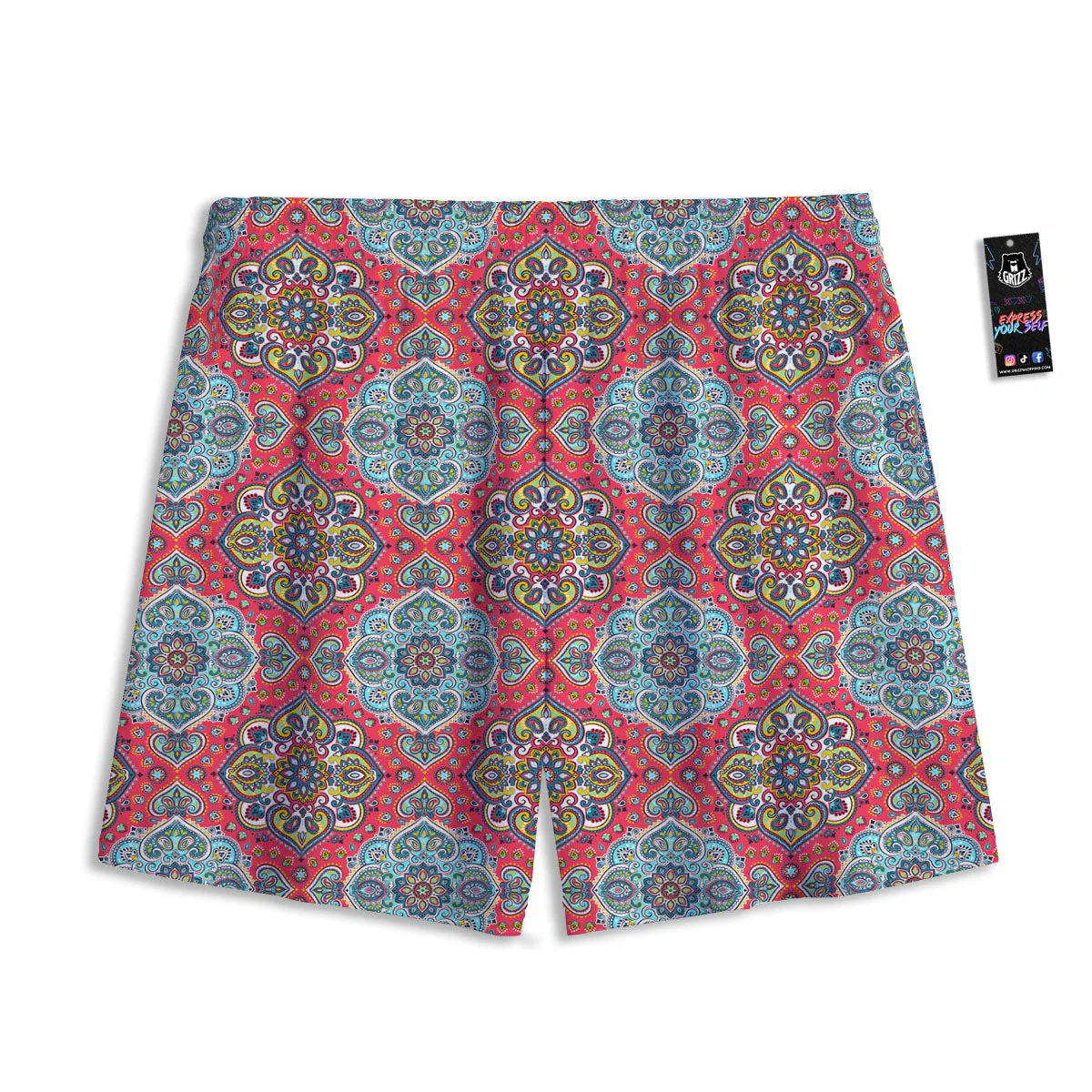 Mandala Floral Paisley Print Mesh Shorts - Image 2