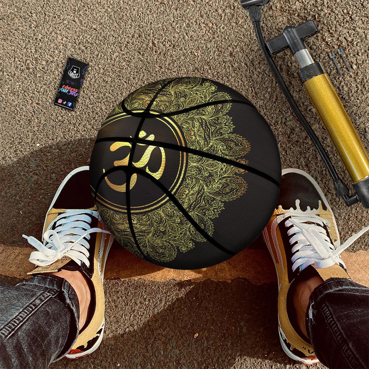 Mandala Om Gold Print Basketball - Image 2