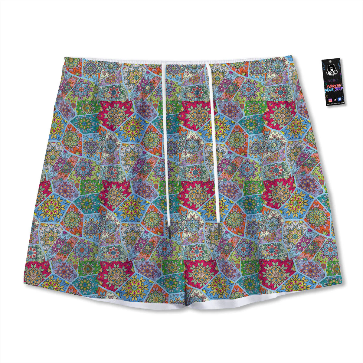 Mandala Patchwork Bohemian Indian Print Mesh Shorts