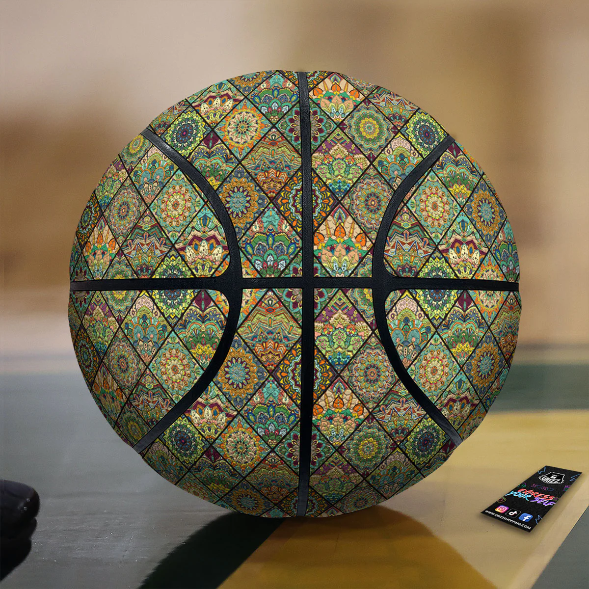 Mandala Patchwork Oval Bohemian Print Pattern Basketball