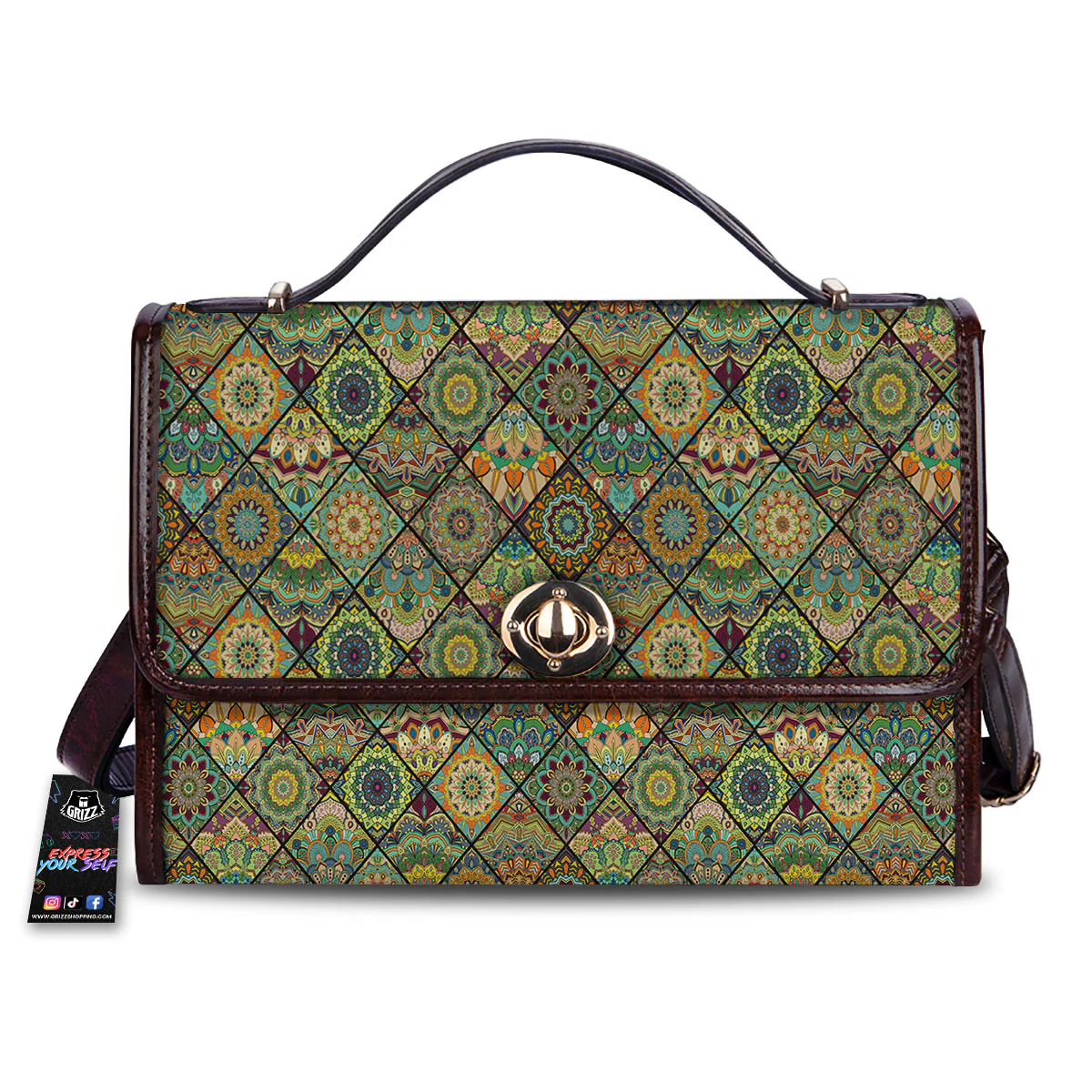 Mandala Patchwork Oval Bohemian Print Pattern Women's Satchel Bag