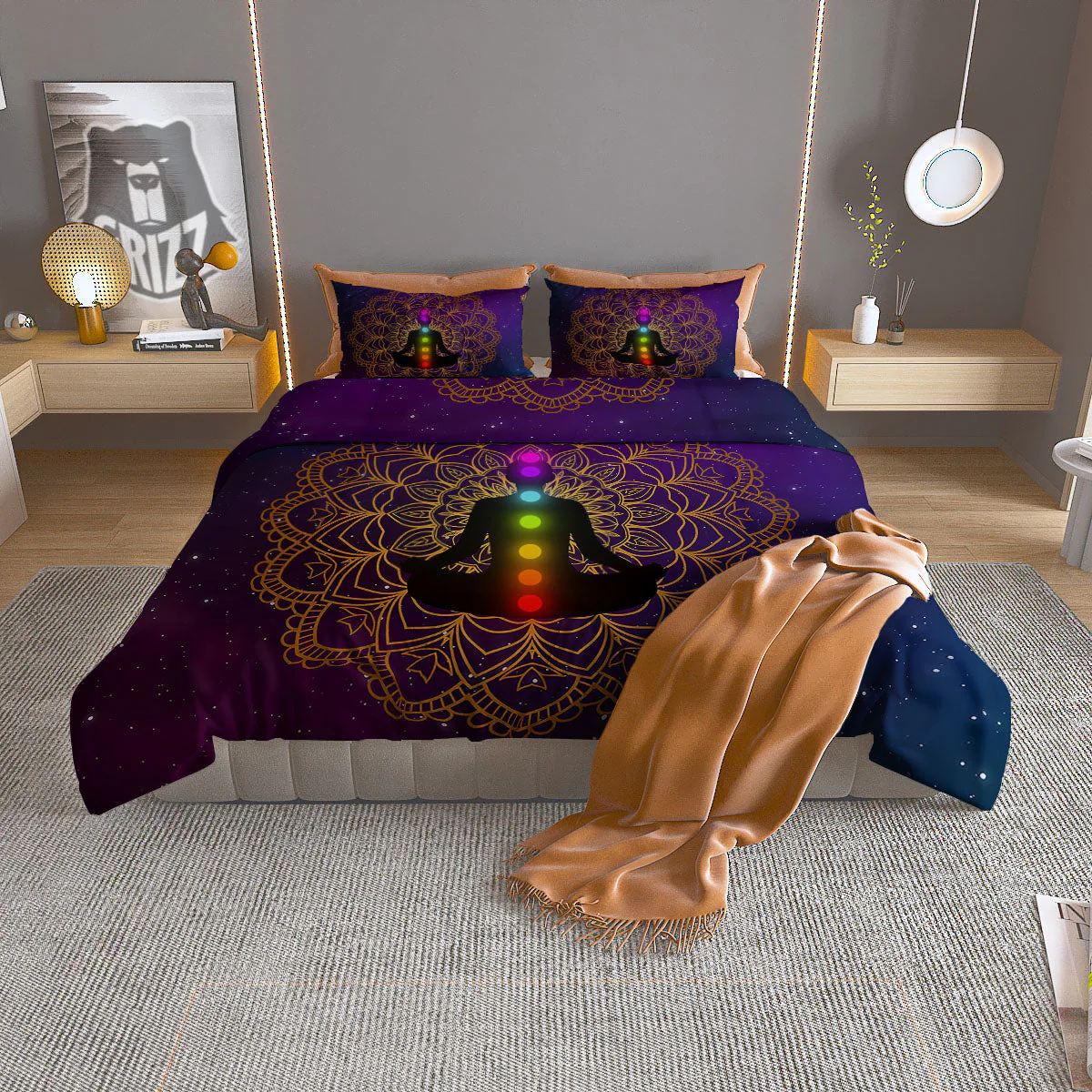 Mandala Seven Chakras Print Duvet Cover Bedding Set