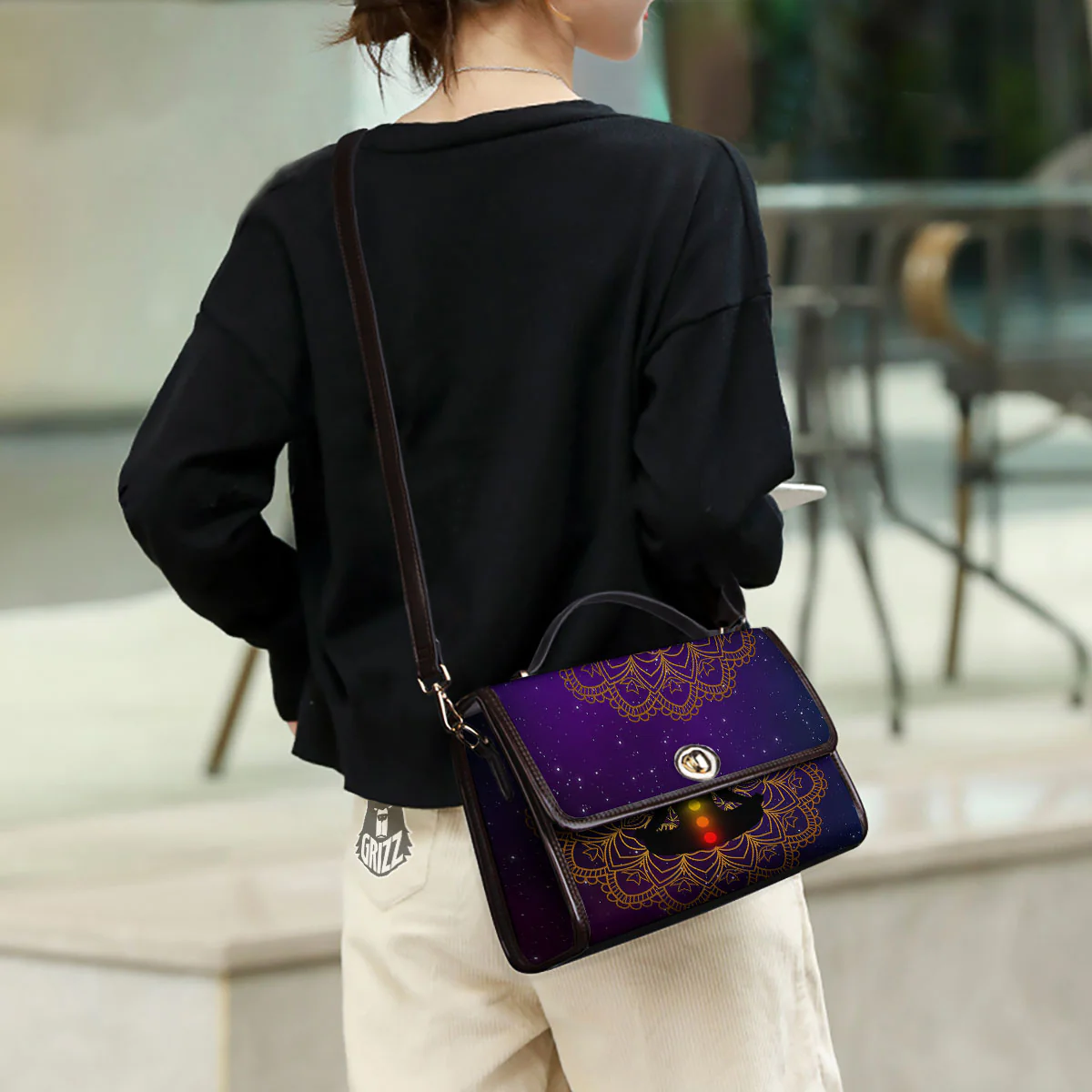 Mandala Seven Chakras Print Women's Satchel Bag - Image 3