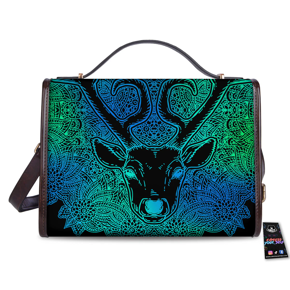 Mandala Spiritual Deer Print Women's Satchel Bag - Image 2