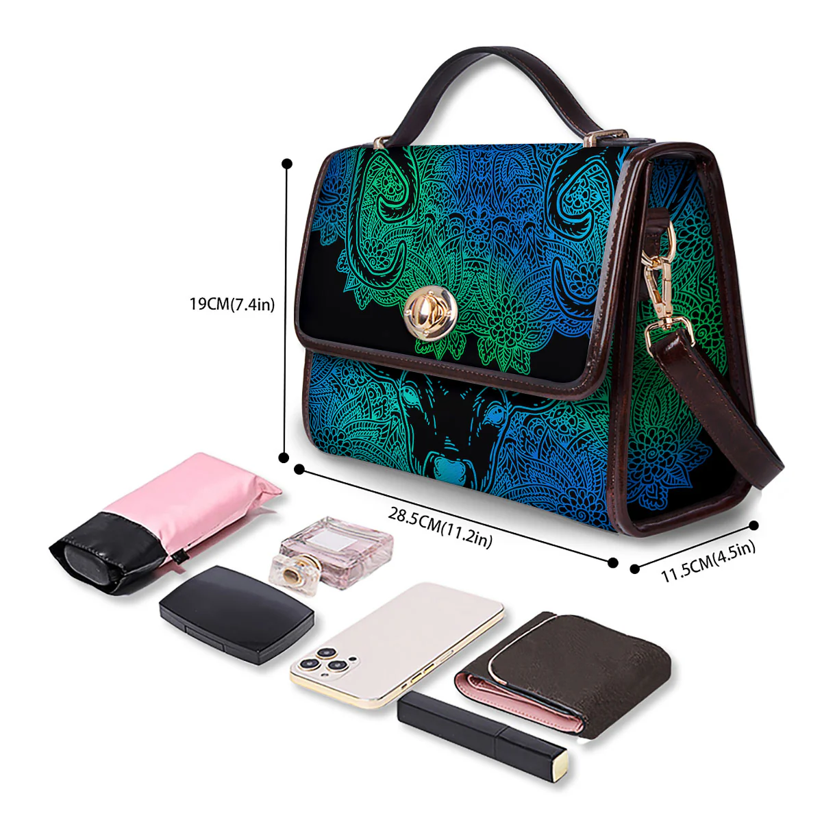 Mandala Spiritual Deer Print Women's Satchel Bag - Image 4