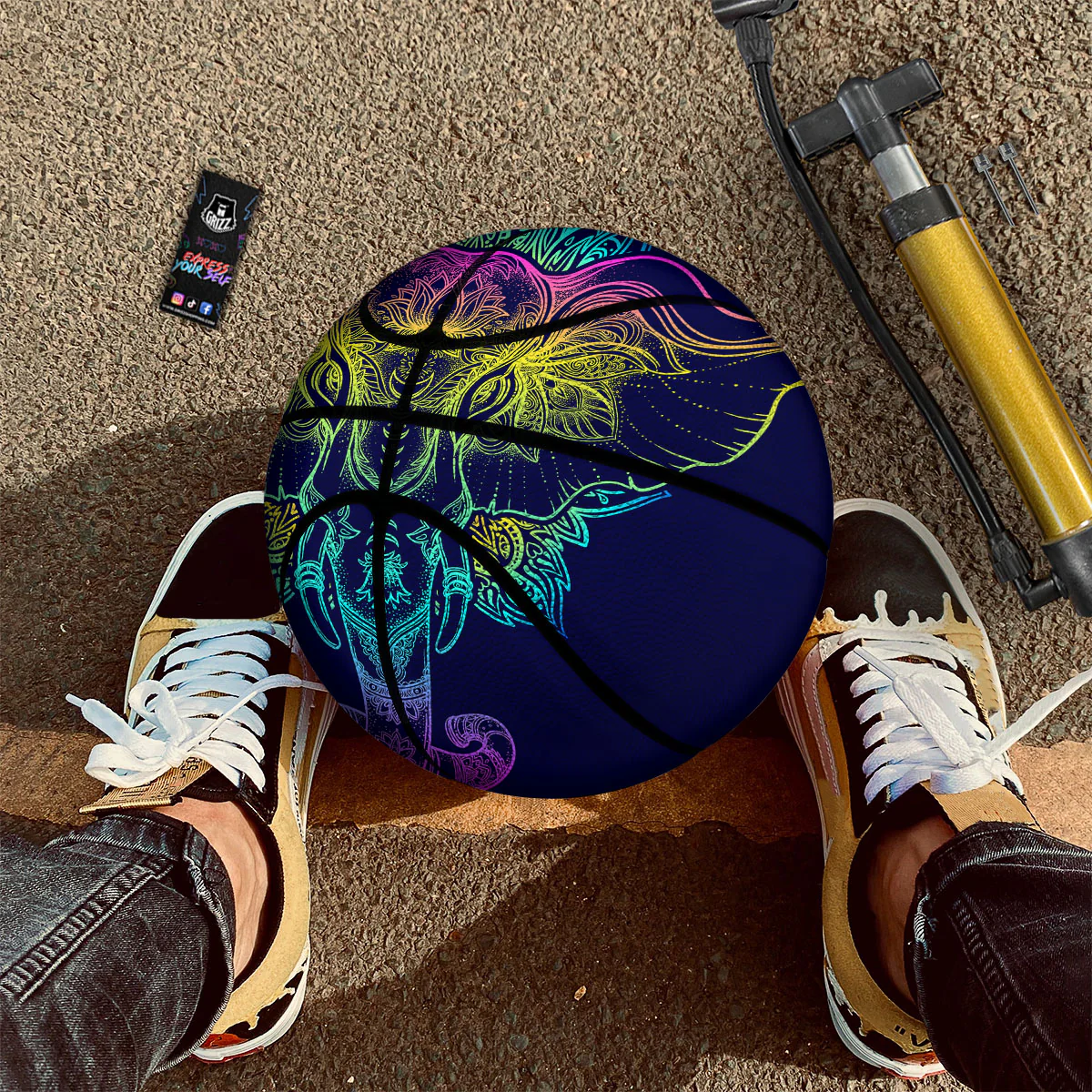 Mandala Spiritual Elephant Print Basketball - Image 2