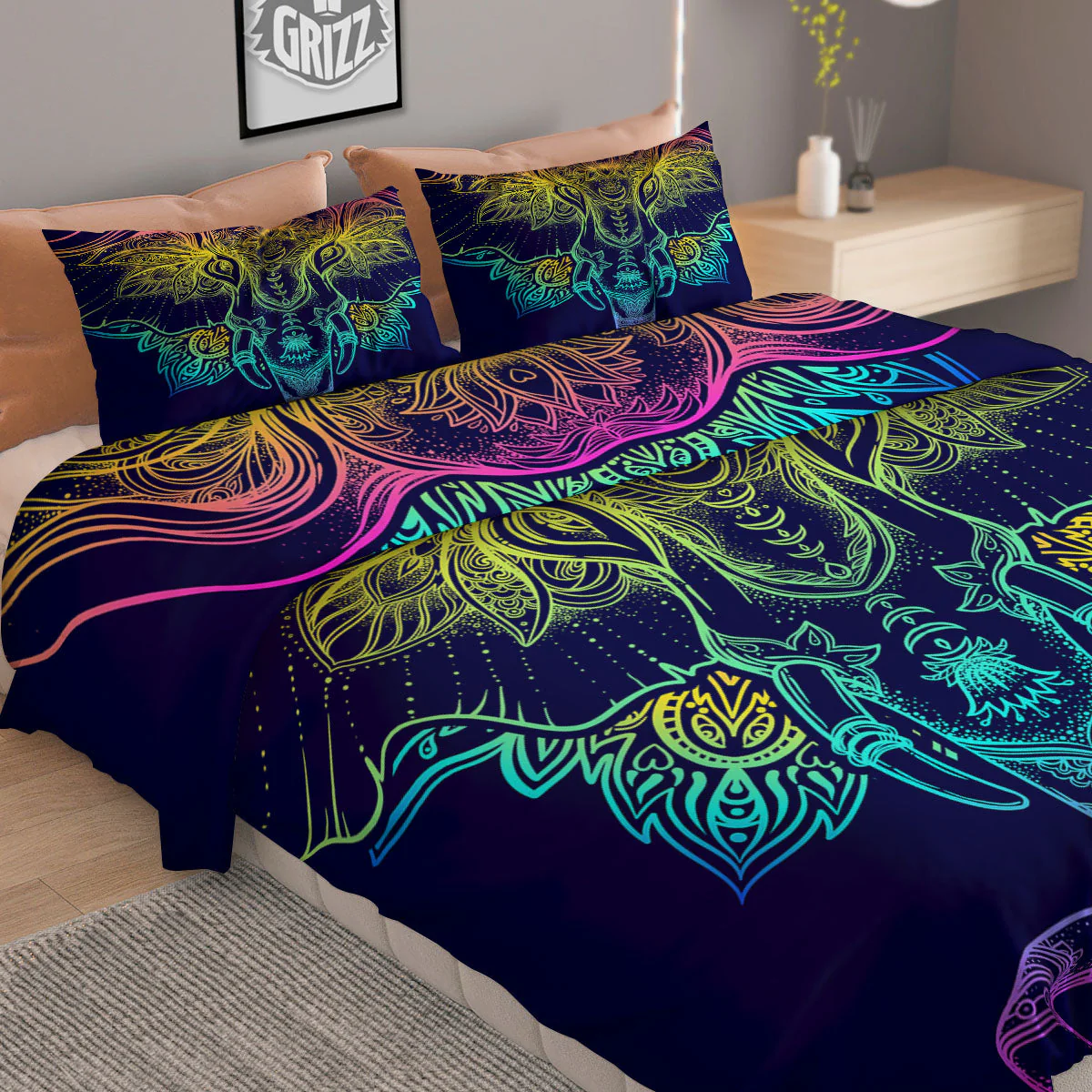 Mandala Spiritual Elephant Print Duvet Cover Bedding Set - Image 2