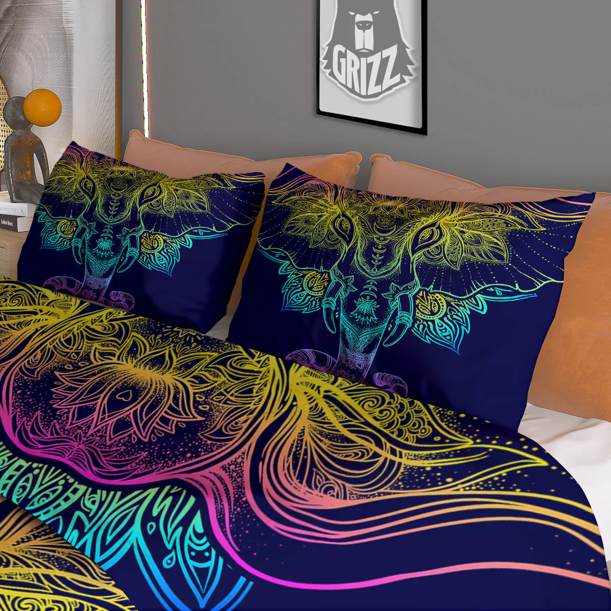 Mandala Spiritual Elephant Print Duvet Cover Bedding Set - Image 3