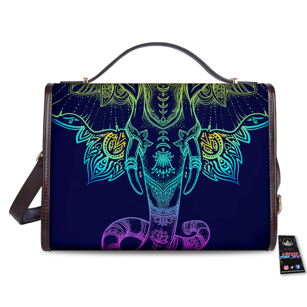 Mandala Spiritual Elephant Print Women's Satchel Bag - Image 2