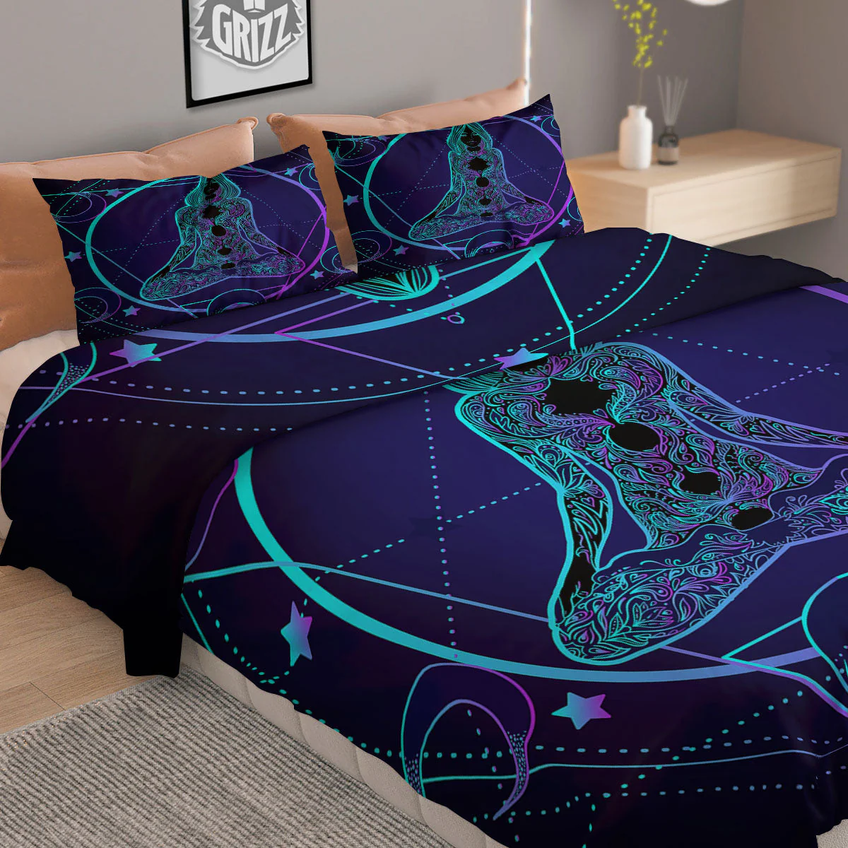 Mandala Spiritual Girl Print Duvet Cover Bedding Set - Image 2