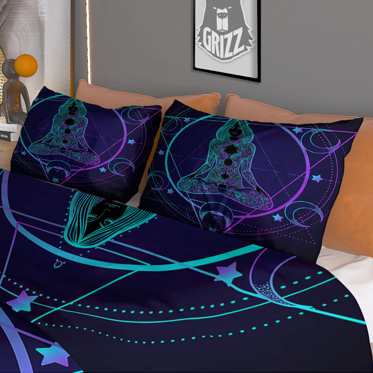 Mandala Spiritual Girl Print Duvet Cover Bedding Set - Image 3