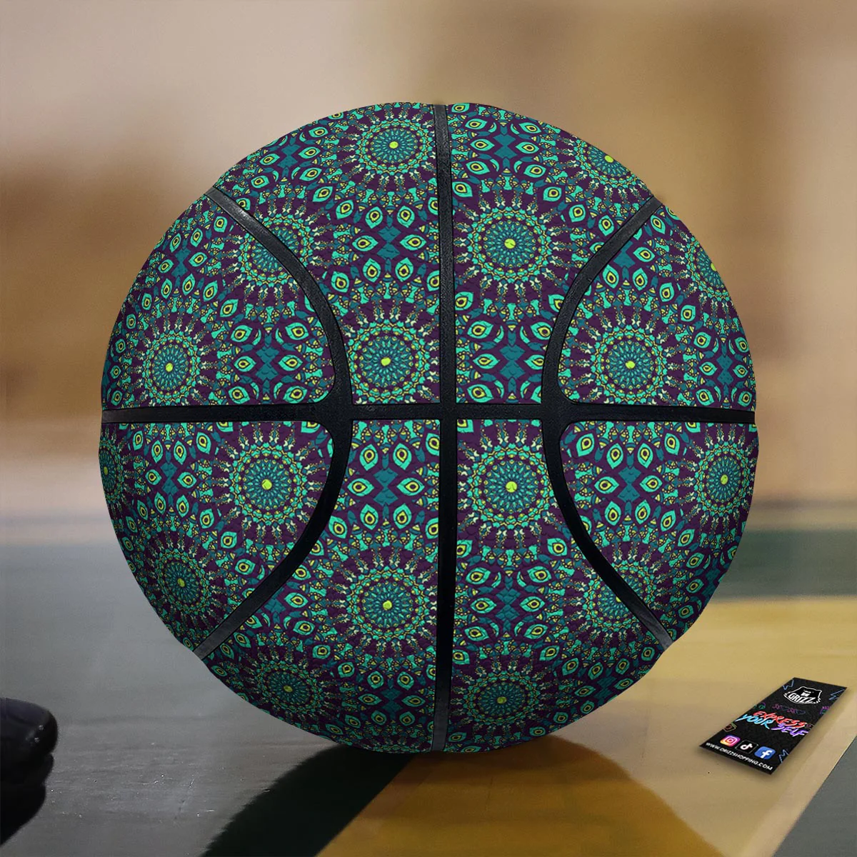 Mandala Teal Bohemian Print Pattern Basketball