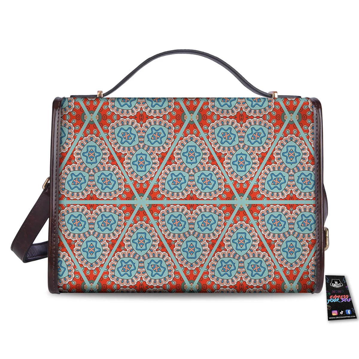 Mandala Triangle Bohemian Print Pattern Women's Satchel Bag - Image 2