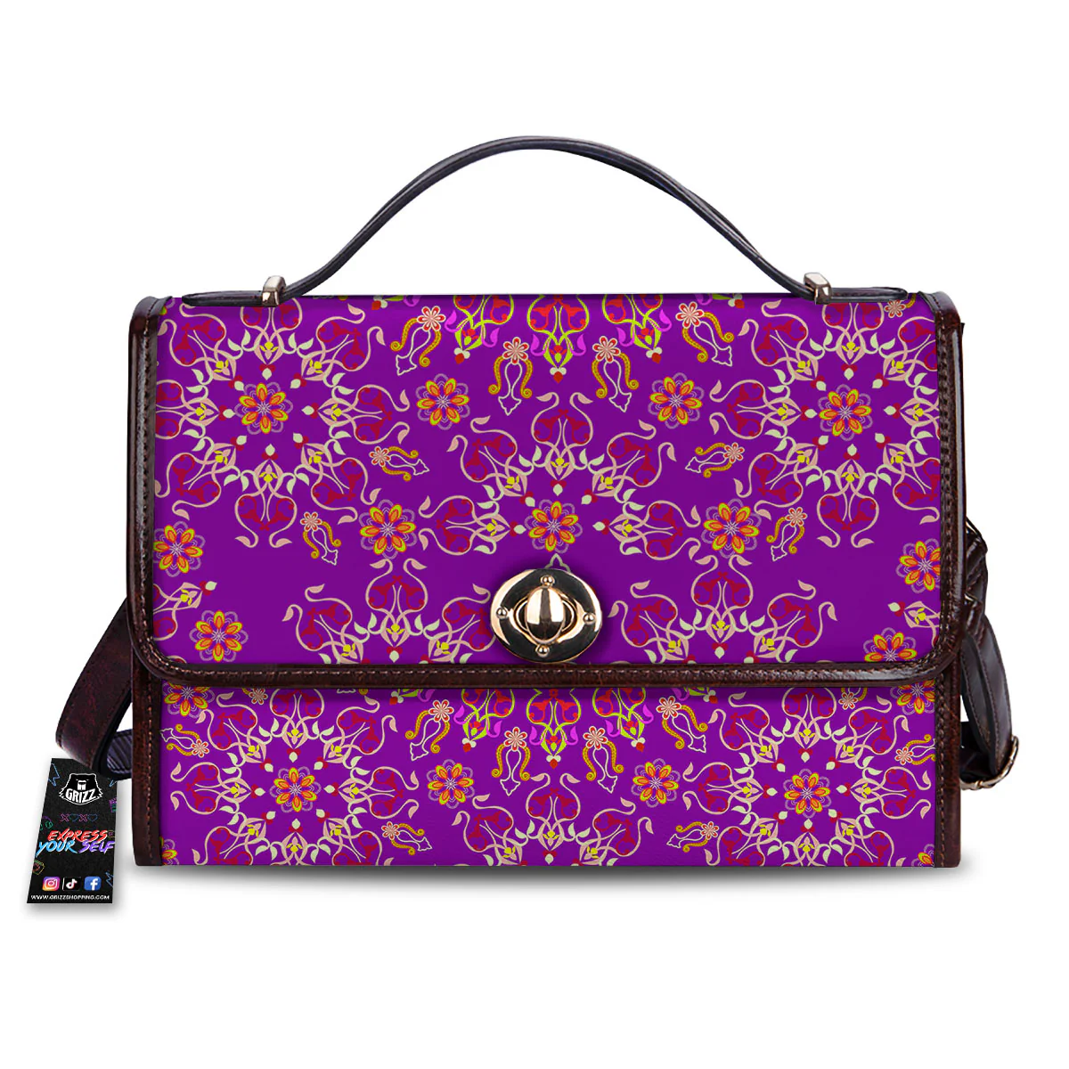 Mandala Trippy Purple Print Women's Satchel Bag