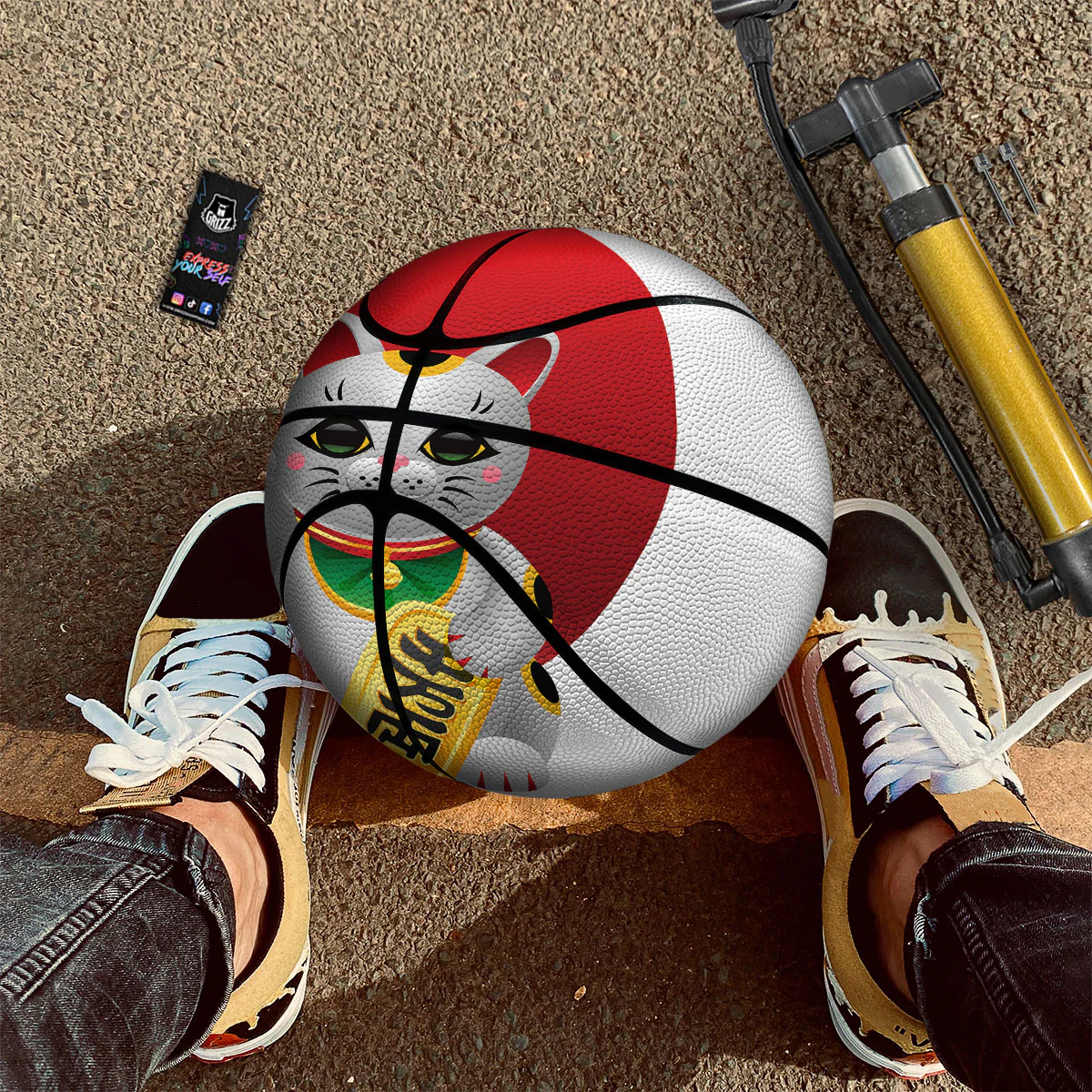 Maneki Neko Japanese Lucky Cat Print Basketball - Image 2