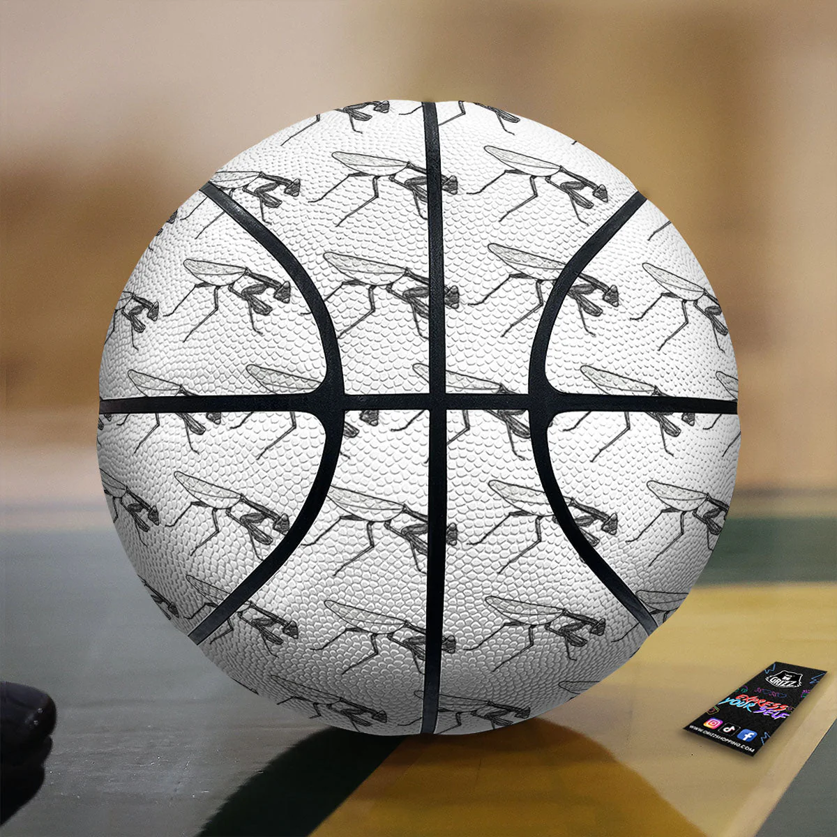 Mantis White And Black Print Pattern Basketball