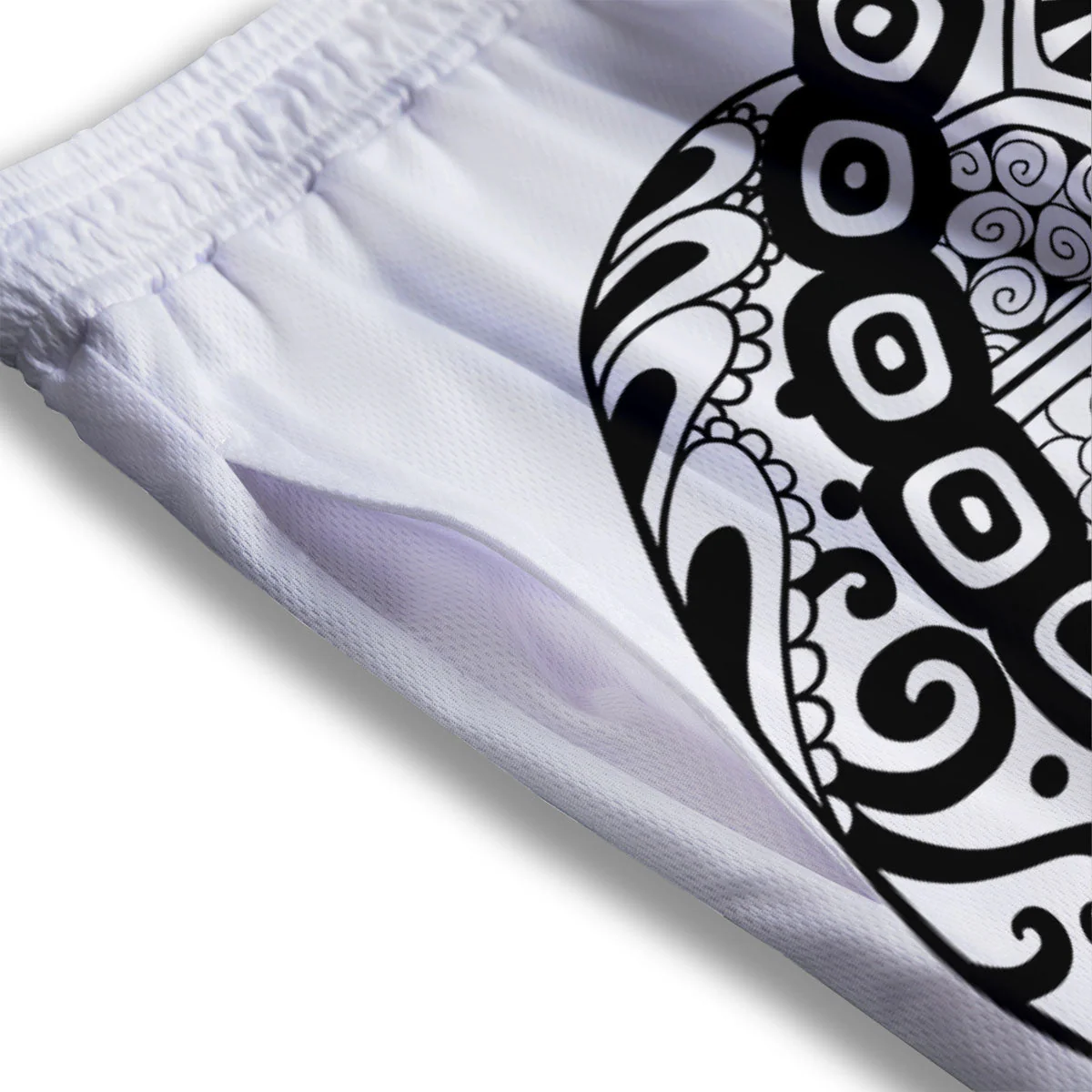 Maori Sea Turtle White And Black Print Mesh Shorts - Image 3