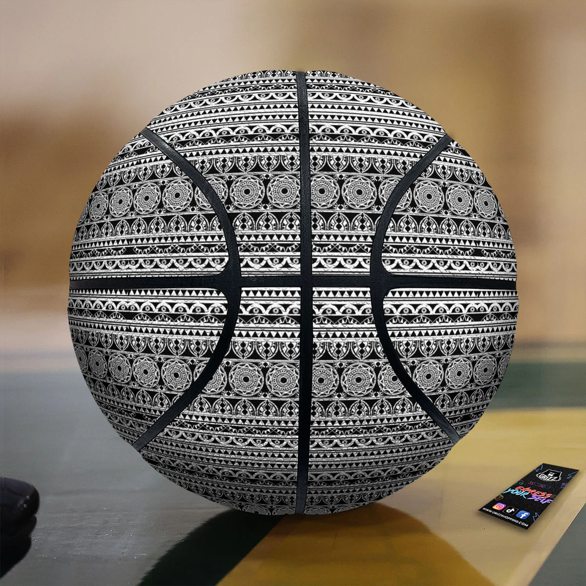 Maori Tribal White And Black Print Basketball