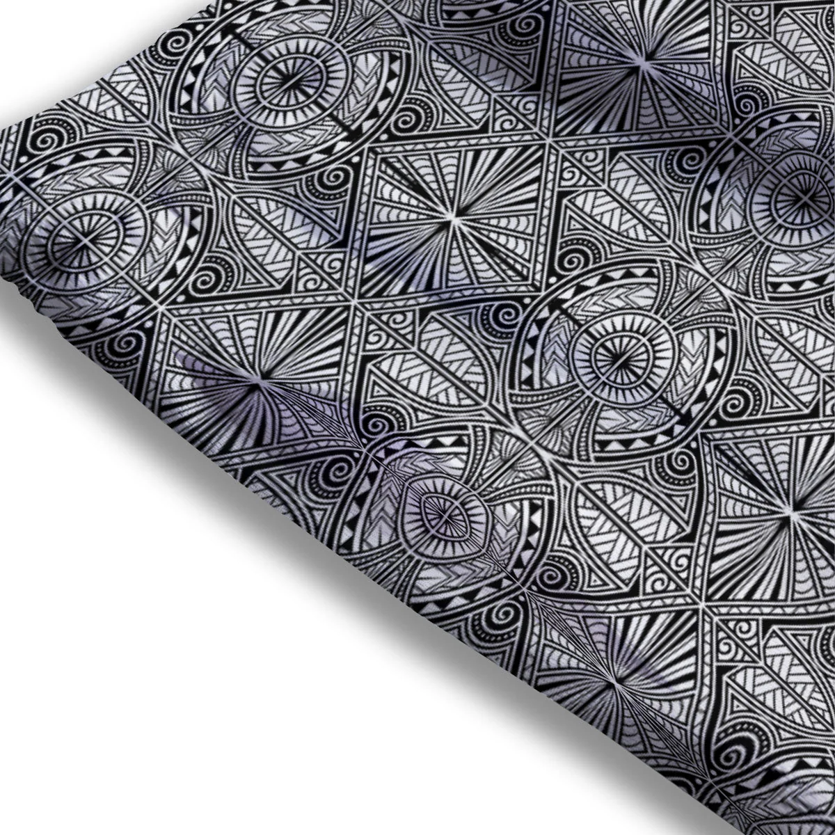 Maori White And Black Print Pattern Mesh Shorts - Image 3