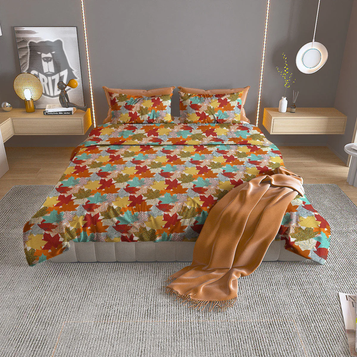 Maple Leaf Canadian Print Pattern Duvet Cover Bedding Set