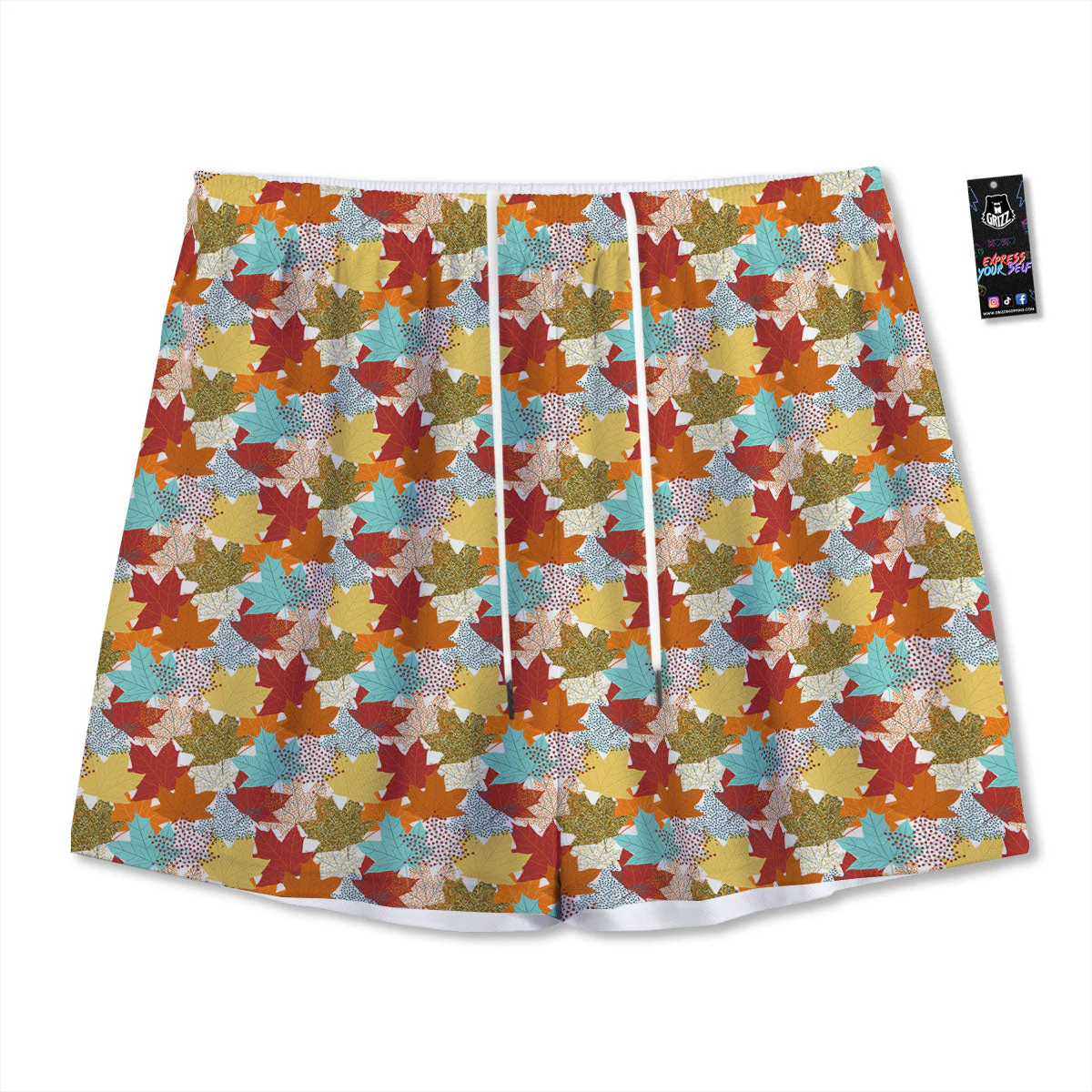 Maple Leaf Canadian Print Pattern Mesh Shorts