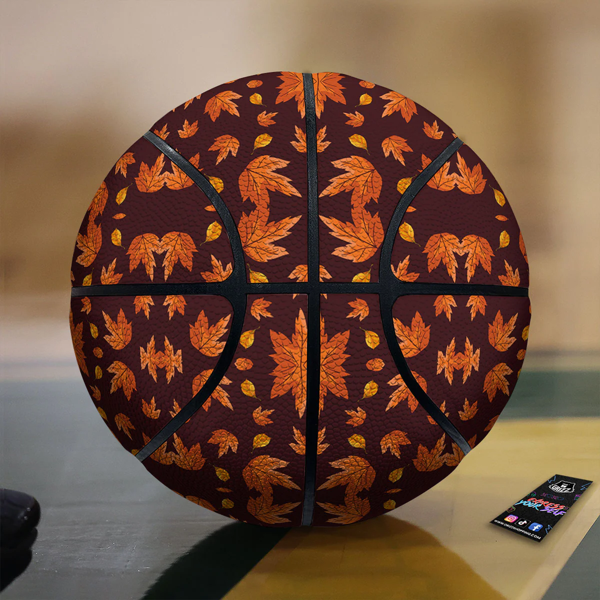 Maple Leaves Orange Print Pattern Basketball