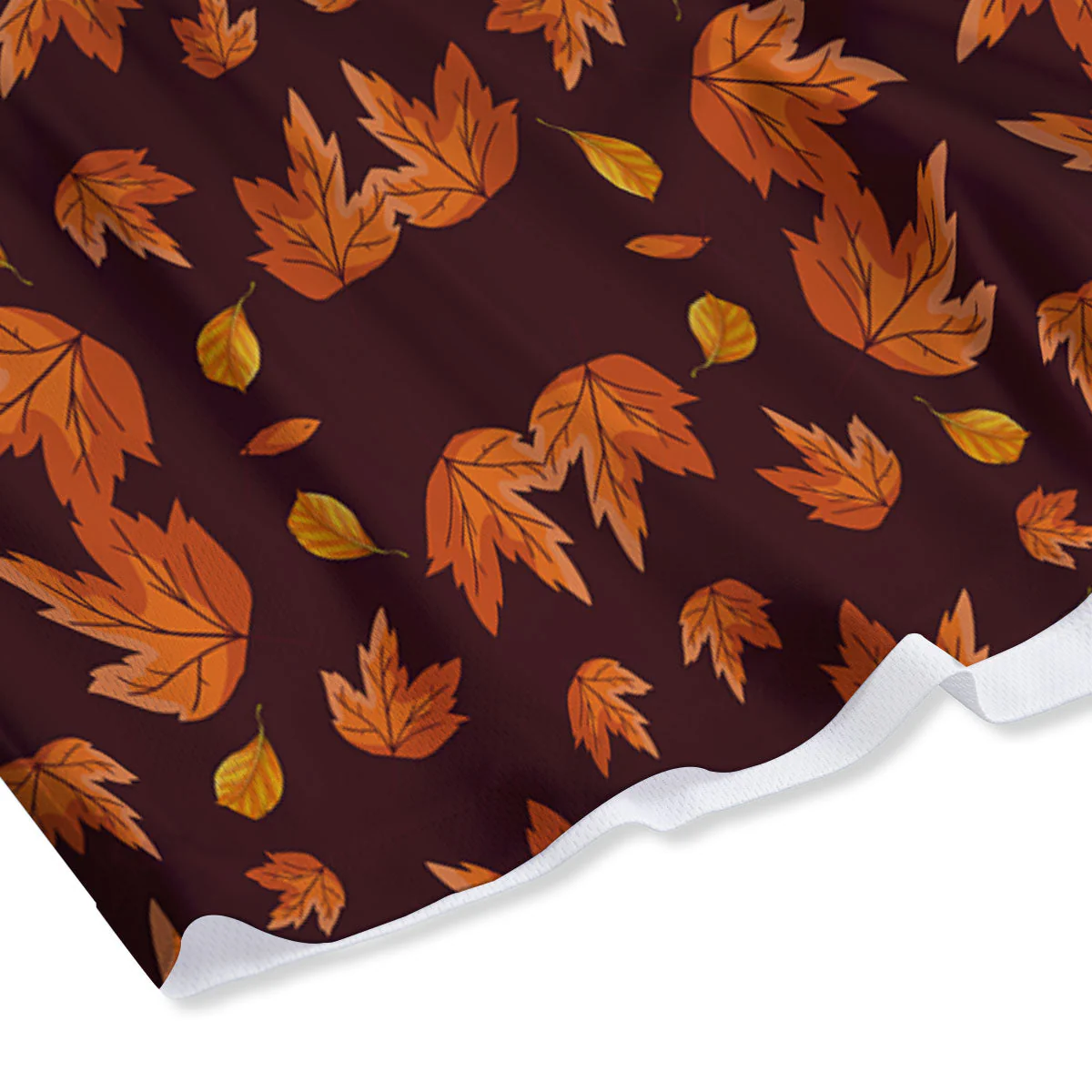 Maple Leaves Orange Print Pattern Mesh Shorts - Image 4