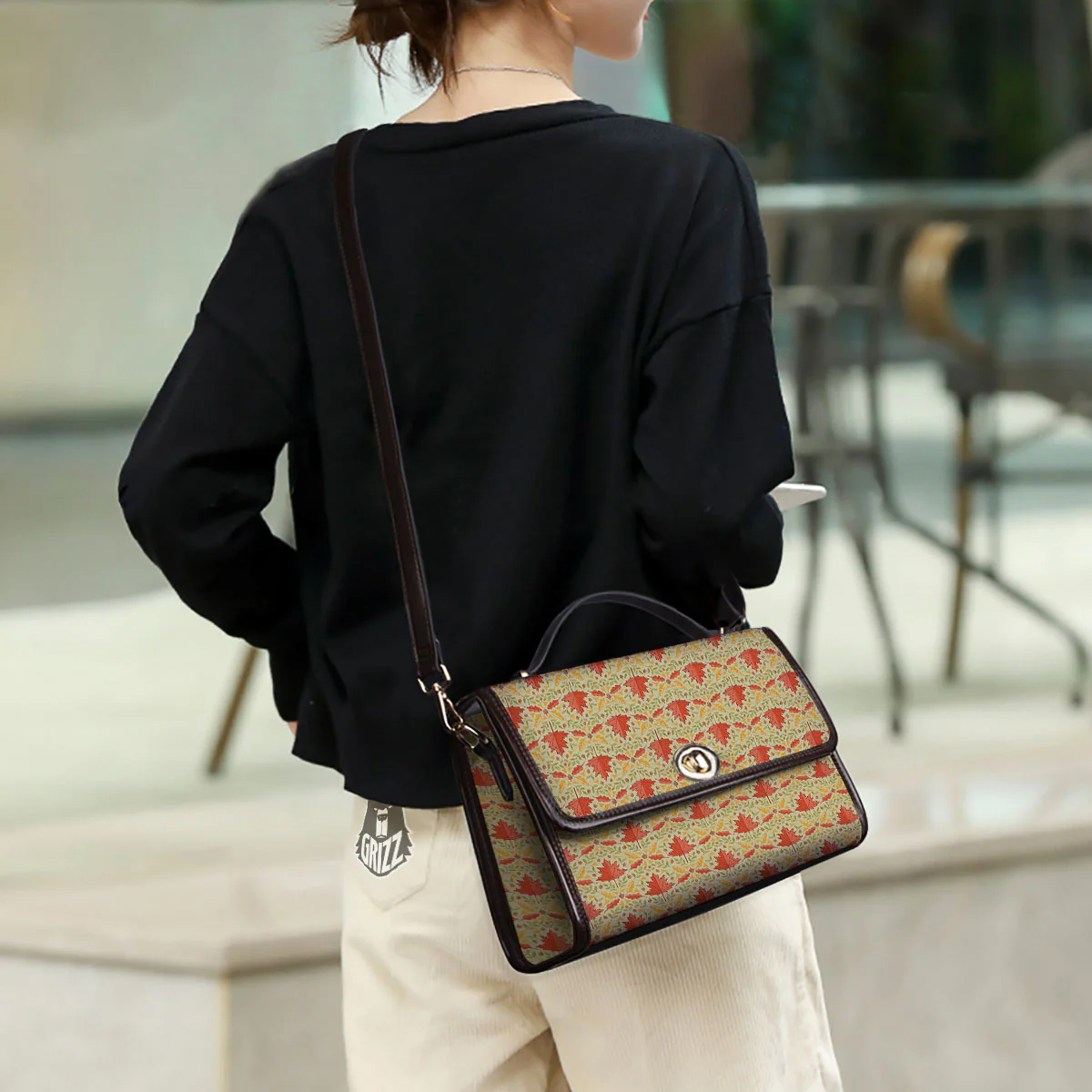 Maple Leaves Print Pattern Women's Satchel Bag - Image 3