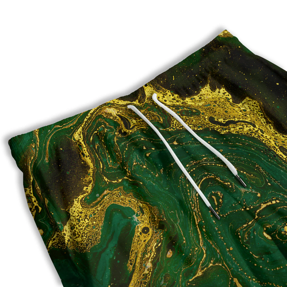 Marble Abstract texture Gold And Dark Green Print Men's Athletic Shorts - Image 3