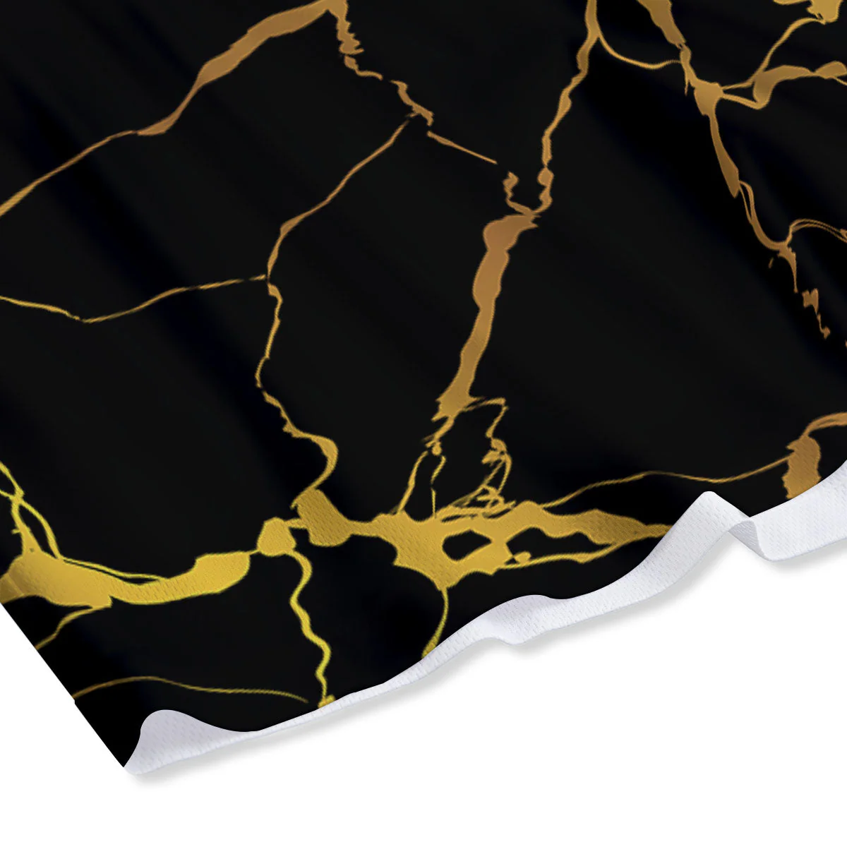 Marble Black Gold Print Mesh Shorts - Image 4