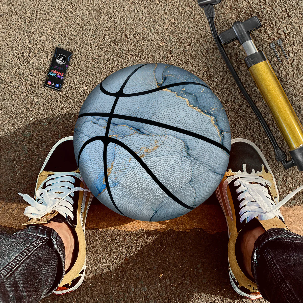 Marble Blue Print Basketball - Image 3