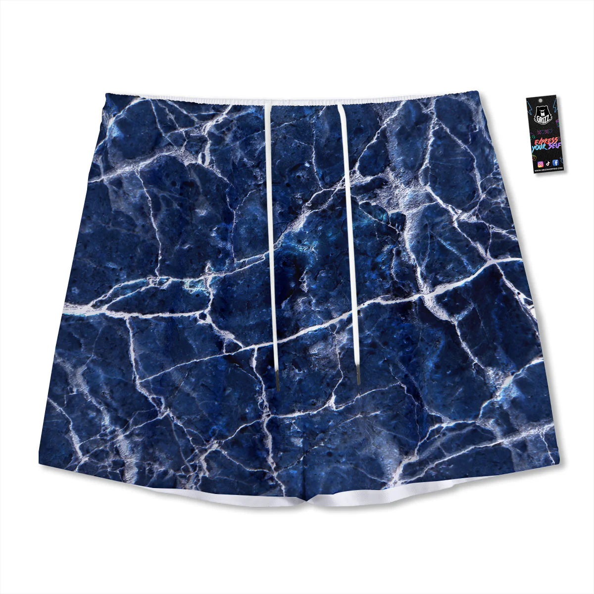 Marble Blue White Print Mesh Shorts
