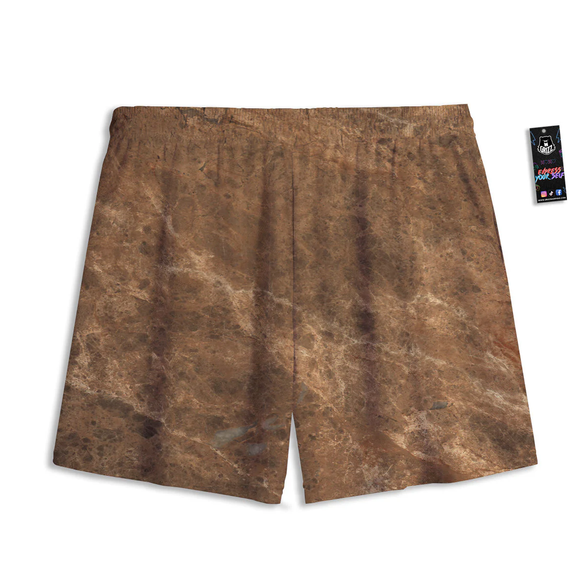 Marble Brown Beige Print Mesh Shorts - Image 2